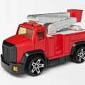 Electric Toy Fire Truck With Red Body Silver Ladder And Black Wheels