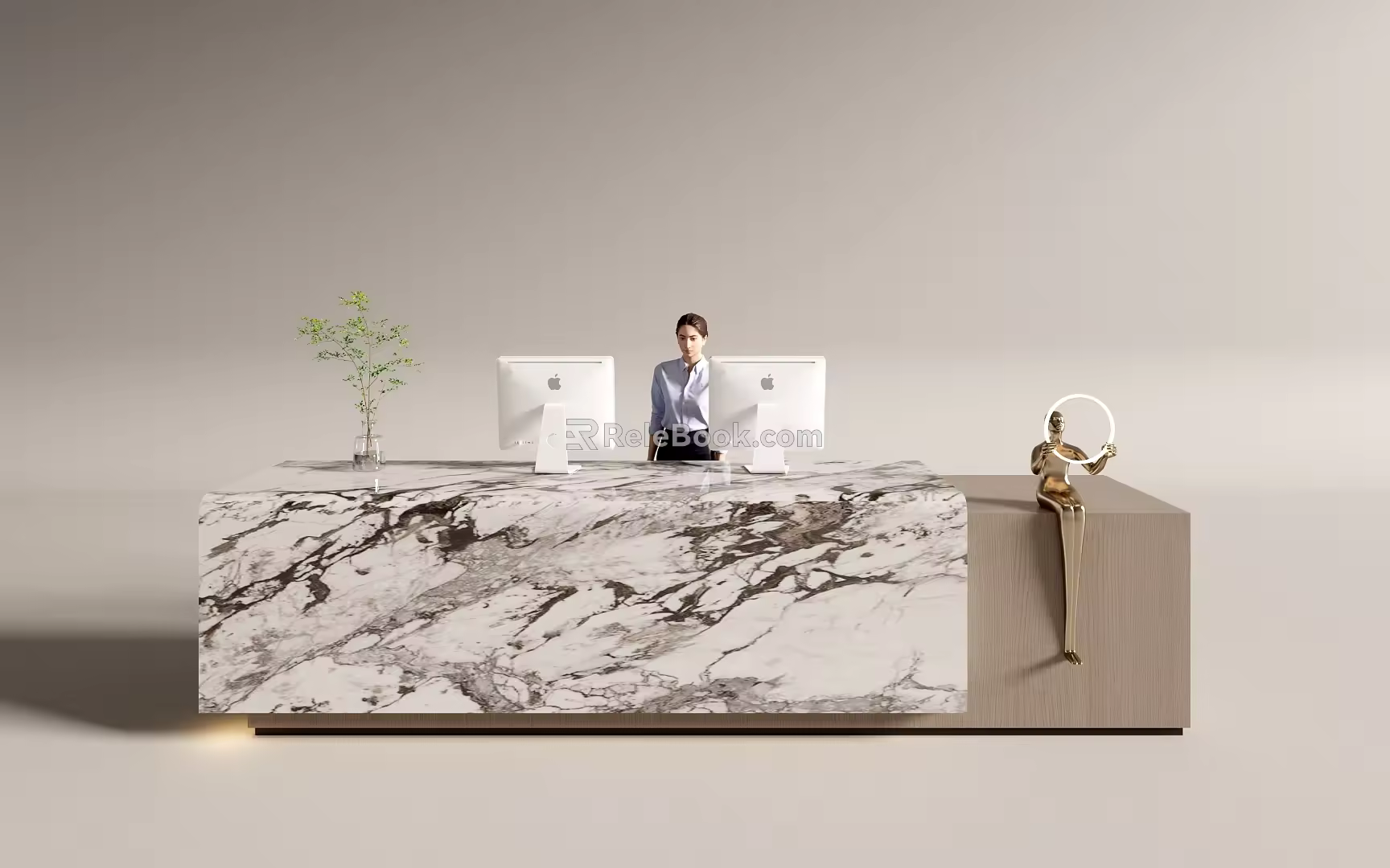 Modern Company Reception Area Bar Reception Desk 3d model