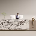 Modern Company Reception Area Bar Reception Desk 3d model
