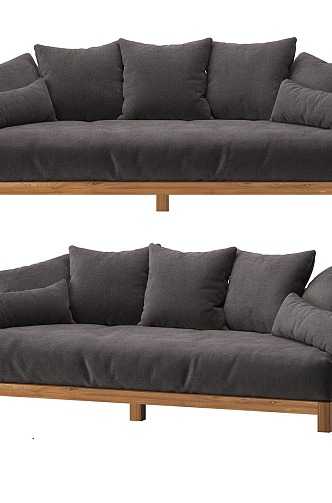 Nordic Simple Double Sofa Simple Double Sofa Pillow Simple Cushion Wooden Sofa 3d model