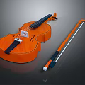 Orange Household Violin With Matching Bow For Daily Musical Decor Use