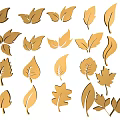 Gold Leaf Shaped Wall Decor Featuring Various Leaf Designs For Home Decoration 3d model
