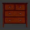 Red Wooden Chest Of Drawers With Metal Handles And Simple Design