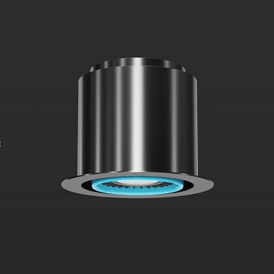 Modern Metallic Recessed Downlight Spotlight Featuring Blue Illumination And Streamlined Trim 3d model