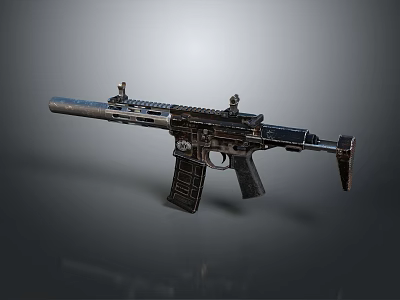 Tactical Assault Rifle With Metallic Finish Scope Magazine And Stock Design 3d model