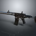 Tactical Assault Rifle With Metallic Finish Scope Magazine And Stock Design