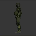 Military Soldier In Camouflage Uniform With Helmet Tactical Vest And Full Body Gear