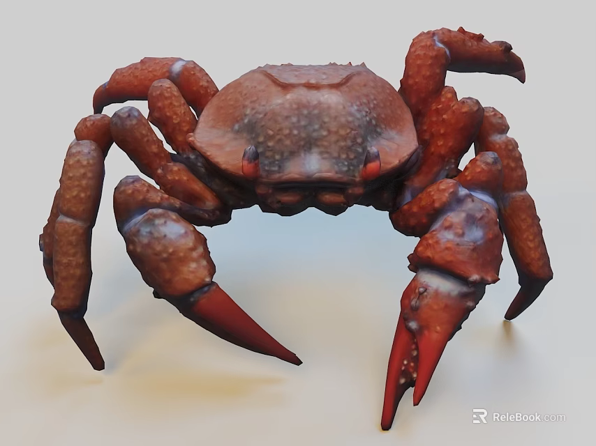 Detailed Red Spotted Crab With Large Claws And Textured Shell 3d model