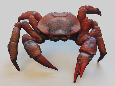 Detailed Red Spotted Crab With Large Claws And Textured Shell 3d model
