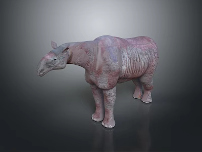 Detailed 3D Rendered Prehistoric Animal Figure With Pinkish Purple Striped Texture Standing On Dark Background 3d model