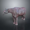 Detailed 3D Rendered Prehistoric Animal Figure With Pinkish Purple Striped Texture Standing On Dark Background