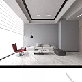 Modern Minimalist Sofa And Coffee Table Set For Spacious Bright Living Room With Panoramic View