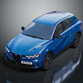 Blue Modern SUV With Sleek Exterior LED Headlights And Black Alloy Wheels