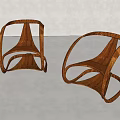 Wooden Leisure Chairs With Curved Open Structure And Modern Minimalist Design