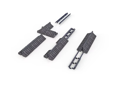 Black Plastic Track Parts With Different Shapes For Model Railway Equipment 3d model