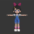 Cartoon Character With Rabbit Ears Blue Overalls Open Arms And Pink Socks
