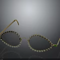 Pearl Embellished Gold Frame Sunglasses With Green Accents And Reflective Finish