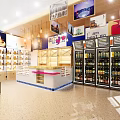 Tobacco and Liquor Store Interior With Display Shelves Refrigerators and Cigarette Counter