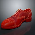 Stylish Red Leather Brogue Shoes With White Laces Intricate Perforations And Leather Sole