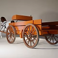 Horse-Drawn Carriage Pulled By White Horse With Brown Mane And Wooden Wheels In Light Background