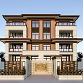 Traditional Chinese Semi Detached Villa with Carved Gate and Multi Storey Courtyard Design