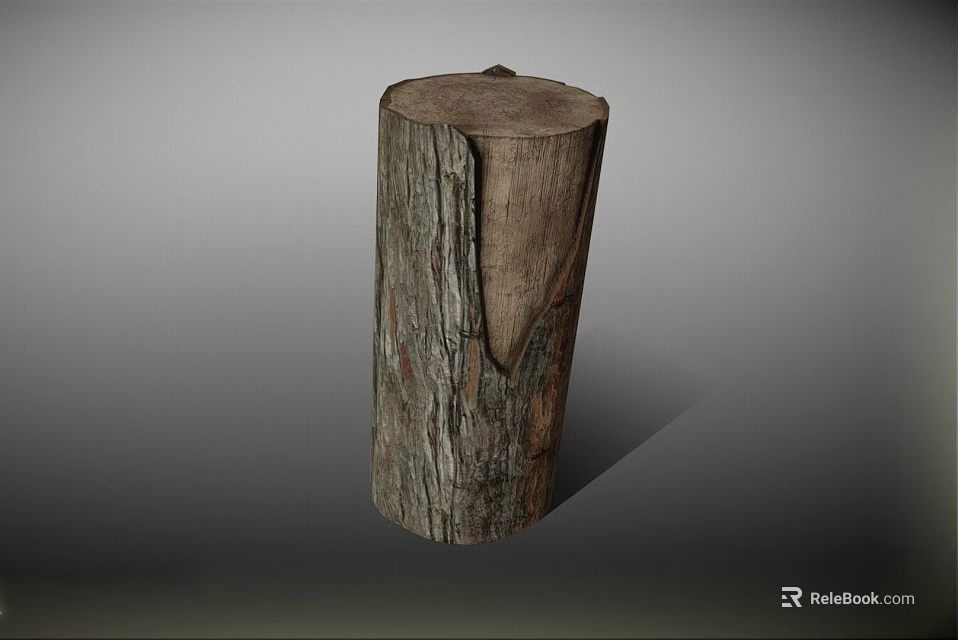 Natural Wooden Stump With Stone Like Texture For Home Decor Accent 3d model 
