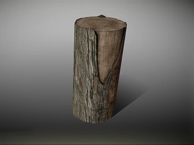 Natural Wooden Stump With Stone Like Texture For Home Decor Accent 3d model