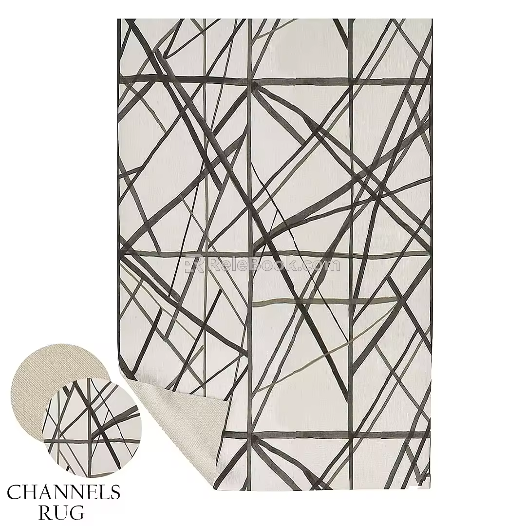 Modern square carpet rug rh restraint hardware channel 3d model