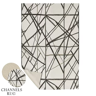 Modern square carpet rug rh restraint hardware channel 3d model