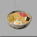 Steaming Hot Ramen Bowl with Sliced Meat Soft Boiled Egg Green Onions and Savory Soup