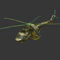 Detailed Military Helicopter Model With Camouflage Rotors And Weapons