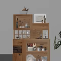 Wooden Sideboard With Glass Door Shelves Coffee Machine Dishes And Storage