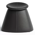 Black Leather Stool With Round Seat Conical Base And Stitched Design 3d model