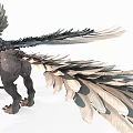 Mythical Bird With Crested Head Detailed Plumage And Elongated Feathery Wings