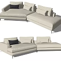 Modern Beige L Shaped Sectional Sofa With Multiple Soft Cushions And Comfortable Design 3d model