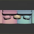 Pink Turquoise Gradient Two Seater Sofa With Three Bear Plush Toys And Wooden Legs