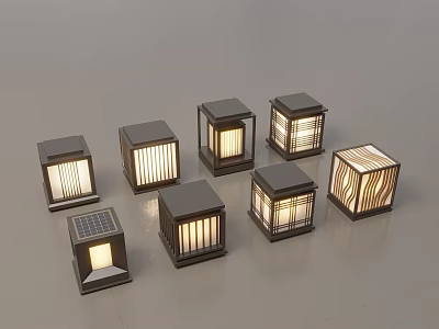 Modern Chinese Landscape Lamp Lawn Lamp Garden Lamp Outdoor Lamp Combination 3d model