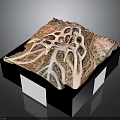 Pink And White Artistic Resin Sculpture With Intricate Hole Texture On Black Base