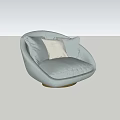 Light Gray Round Single Sofa With Comfortable Cushion And Gold Base 3d model