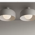 Two Modern White Dome Shaped Ceiling Lights Mounted On Ceiling For Home Interior 3d model