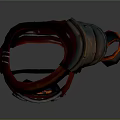 Red And Brown Mechanical Claw Device With Red Emblem And Reflective Base 3D Render 3d model