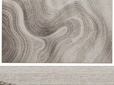 Square Rug With Modern Abstract Wavy Patterns In Neutral Tones 3d model