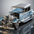 Vintage Classic Car With Old Style Grille Round Headlights And Chrome Details