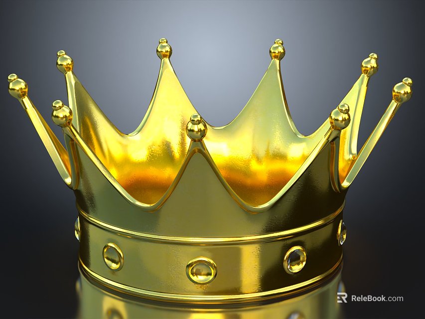 Luxurious Gold Crown Jewelry Design With Shiny Spikes Circular Motifs And Glossy Finish 3d model 