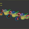Three Custom Motorcycles With Yellow Black Colorful Designs Leather Seats And Reflections