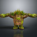 Enchanting Game Movie Character With Moss Covered Body Grass Top And Outstretched Arms