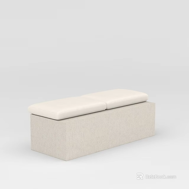 Modern Minimalist Sofa Bench With Light Fabric Upholstery And Two Cushions 3d model 