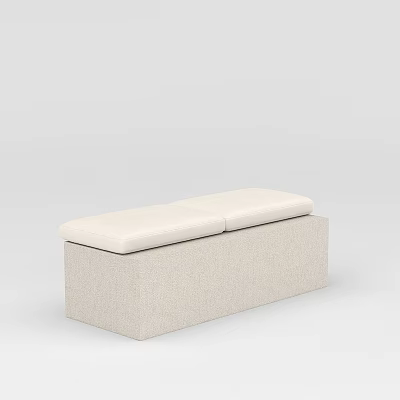 Modern Minimalist Sofa Bench With Light Fabric Upholstery And Two Cushions 3d model