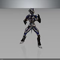 Sci Fi Warrior Character With White Blue Silver Biomechanical Armor Dynamic Standing Pose