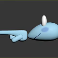 Playful Blue Cartoon Frog Creature With Big Eyes And Finger Shaped Character